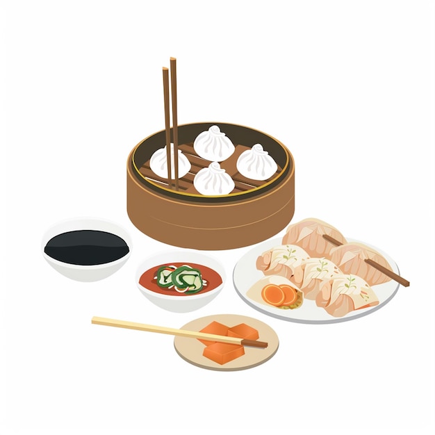 chinesisches Essen asiatischer Vektor chinesische Illustration asiatische Kultur Mahlzeit traditioneller Hintergrund Ori