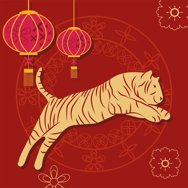 Chinesisches jahr der tigerillustration