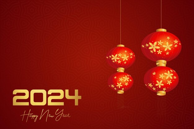 Chinesisches lunar new year festival 2024 feiern glückliches neujahr hintergrund dekorative elemente