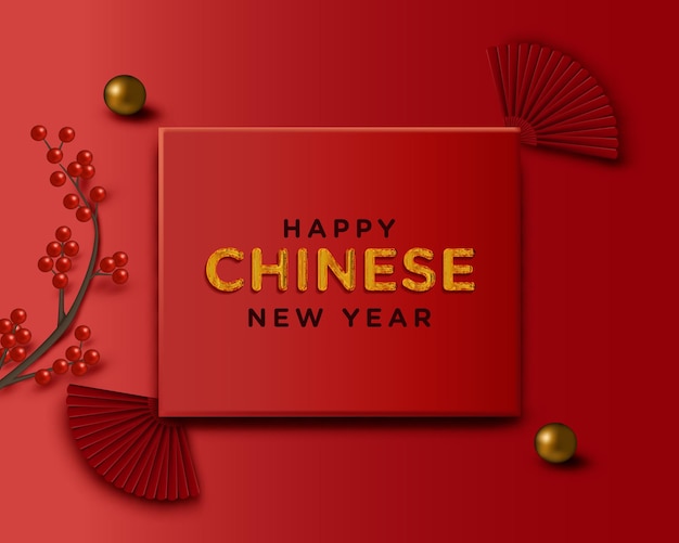 Chinesisches neues Jahr auf roter Hintergrundillustration