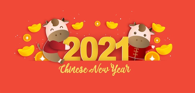 Chinesisches Neujahr 2021 Jahr des Ochsenhintergrundes.