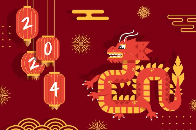 Chinesisches neujahr jahr des drachen übersetzung glückliches neujahr drachen sternzeichen mit asiatischen