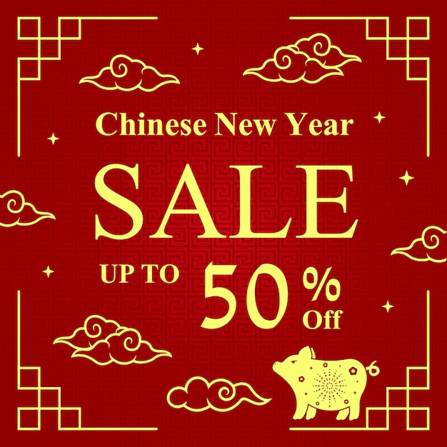 Chinesisches neujahrsplakat promo sale design-vorlage