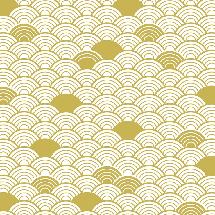 Vektor chinesisches vektormuster von goldener farbe in form von schuppen oder meereswellen solide zeichnung quadrat
