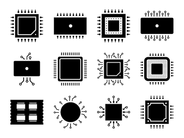 Chip-icon-set vektor-illustration chip-symbole