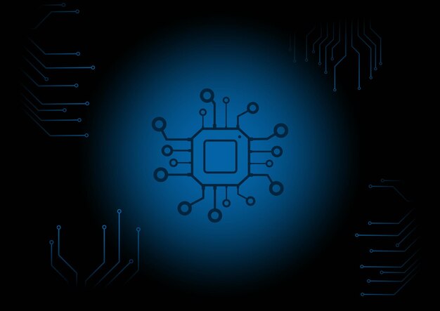 Vektor chip mit hintergrund für digitale schaltungen vektordarstellung der künstlichen intelligenz