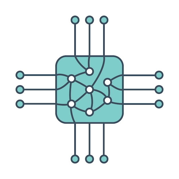 Chip-Symbol mit ai neuronalem Netzwerk im Inneren