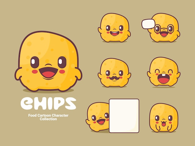 Chips zeichentrickfigur essen vektor illustration