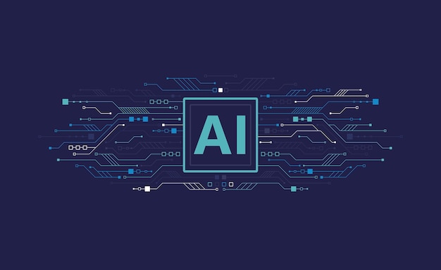 Chipset mit künstlicher Intelligenz auf einer Leiterplatte Futuristisches Konzept Hightech-Technologie-Hintergrund