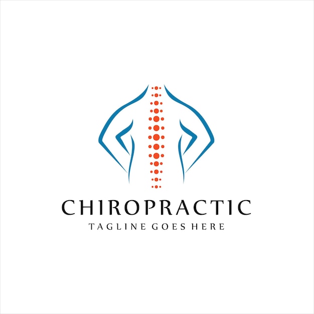 Chiropraktik-körperschmerz-übung vektor-wirbelsäulen-diagnostik-symbol-design logo-illustration
