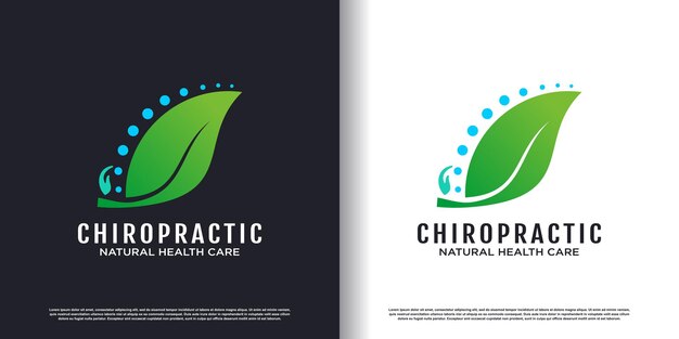 Chiropraktik-logo-design-vektor mit premium-vektor für natürliches gesundheitskonzept