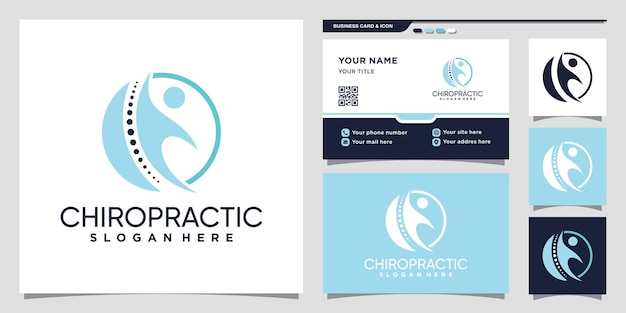 Chiropraktik-logo-designschablone mit visitenkartendesign premium-vektoren