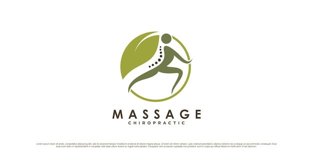 Chiropraktik-massage-logo-design-inspiration mit knochenkonzept und kreativem element premium-vektor