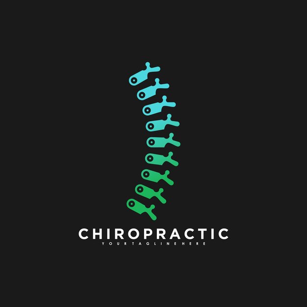 Vektor chiropraktik- und wirbelsäulen-logo-designvektor mit grünem farbgradienten-premium-konzept