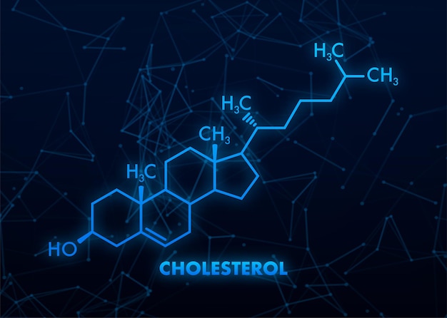 Cholesterin-formel auf weißem hintergrund 3d-cholesterin-formel