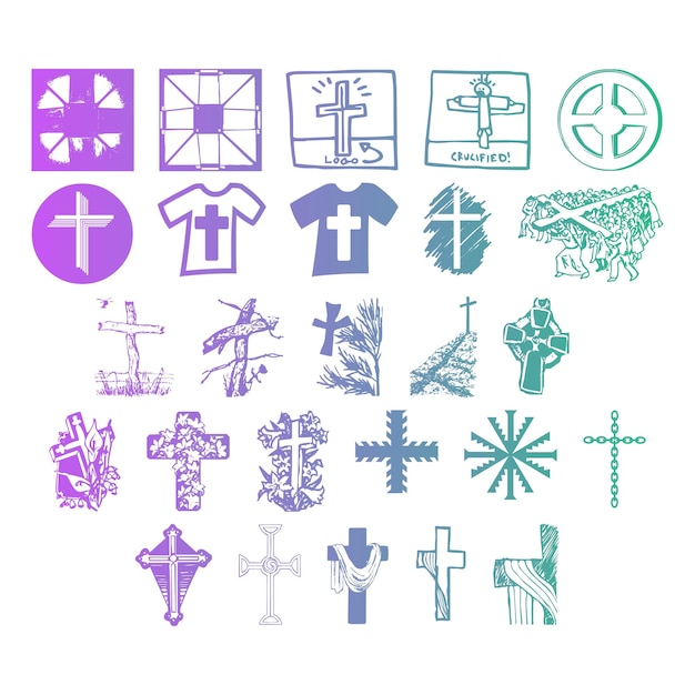 Vektor christian icons set elemente gradient-effekt foto jpg vektor-satz