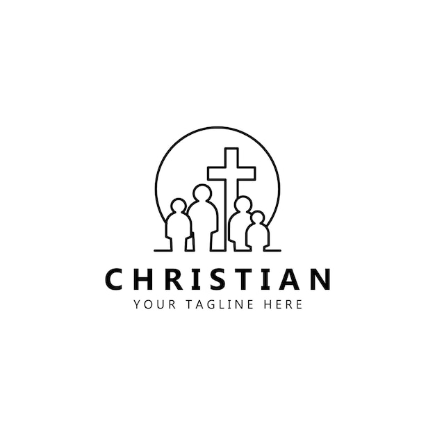 Christliche gemeinschaft menschen familie logo vektor icon illustration