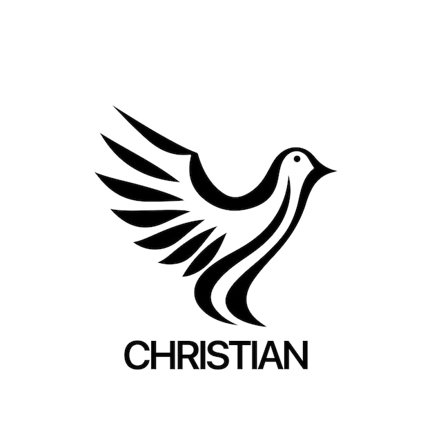 Christliche Logo-Vorlage mit Taube Schwarz-Weiß christliches Heiliger Geist-Symbol