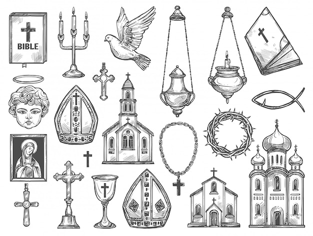Christliche Religion Kirche, Bibel, Gottikone, Kreuz
