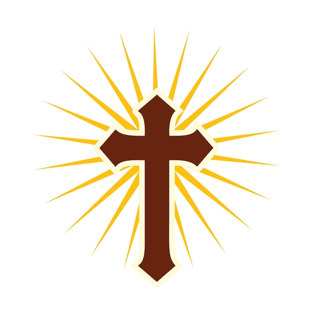 Christliches heiliges kreuz mit sonnenstrahlen-ikone