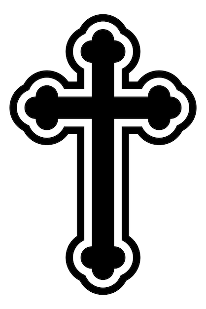 Vektor christliches kreuz schwarz-weiße silhouette religion katholisches symbol traditionelles theologie element kirche heiliges zeichen dekoration grafisches objekt vektorikone isolierte illustration