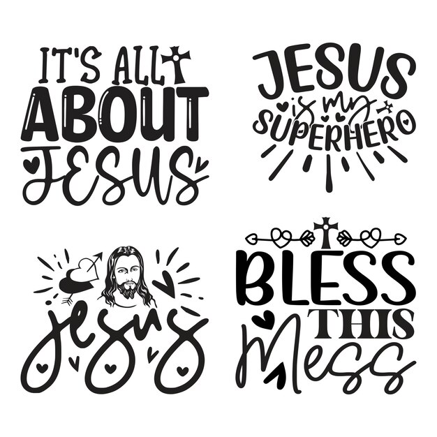 Vektor christliches t-shirt und svg-design-bundel jesus svg-zitate-t-shirt-designs-bundle