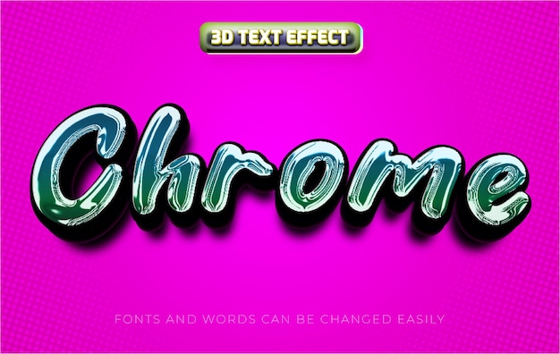 Vektor chrom glänzender 3d-bearbeitbarer texteffekt