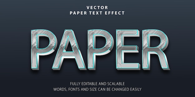 Vektor chrom-texteffekt für papierbuchstaben