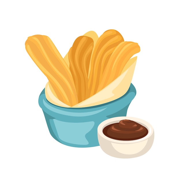 Churros snack set zeichentrick-illustrationsvektor