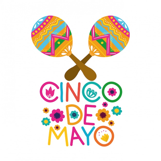 Cinco de mayo etikett mit maraca-symbol