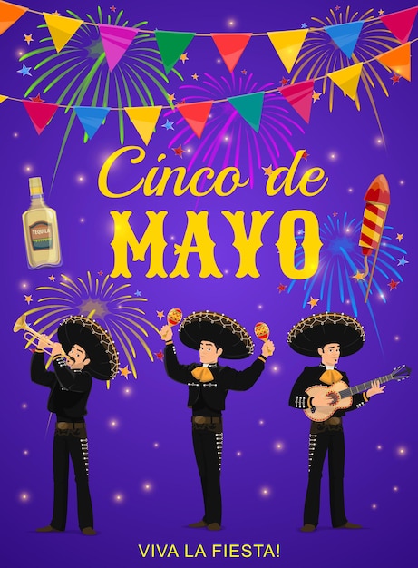 Cinco de mayo flyer mit mariachi band