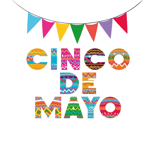 Cinco de mayo-karte mit girlanden