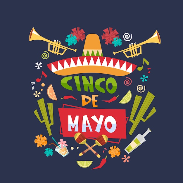 Cinco de mayo mexican holiday schriftzug