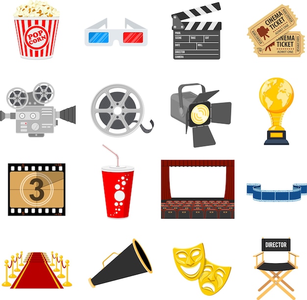 Vektor cinema flat icons set