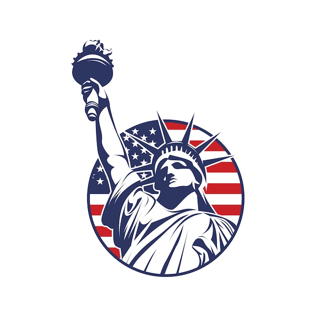 Vektor circle liberty-logo mit usa-amerika-flaggenvektorillustration