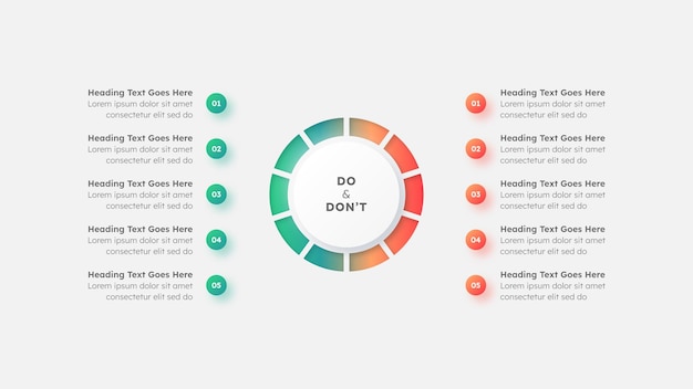 Vektor circle round dos and don'ts, pros und contras, vs, versus vergleich infografik-designvorlage