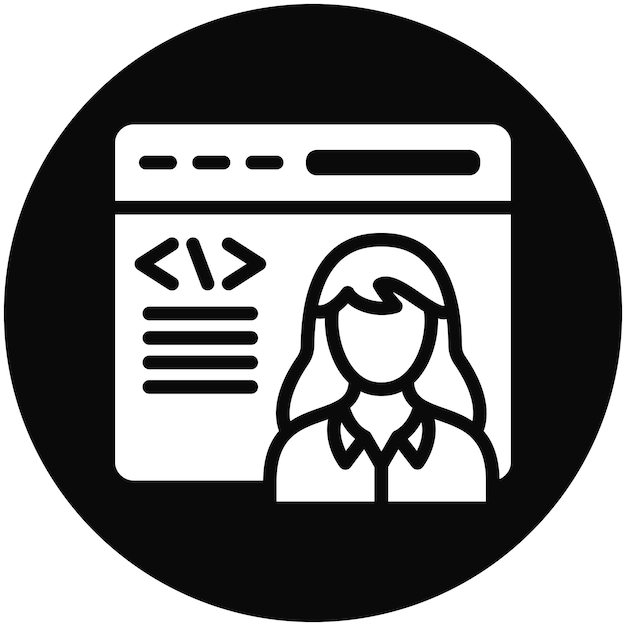 Citizen Developer Weibliche Vektor-Ikonen-Illustration des No Code-Ikonensets
