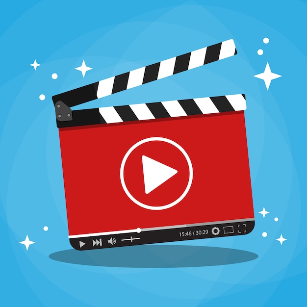 Clapperboard mit video-web-streaming-player