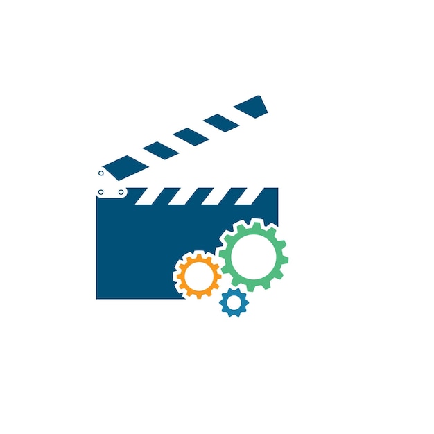 Clapperboard-zahnrad-symbol-element-vektor-illustration