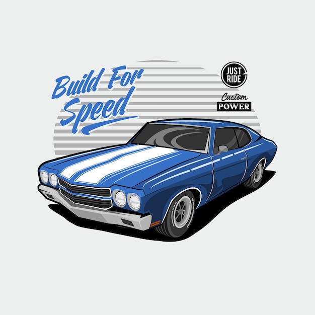 Classic car blue build for speed perspektive klassische autoansicht