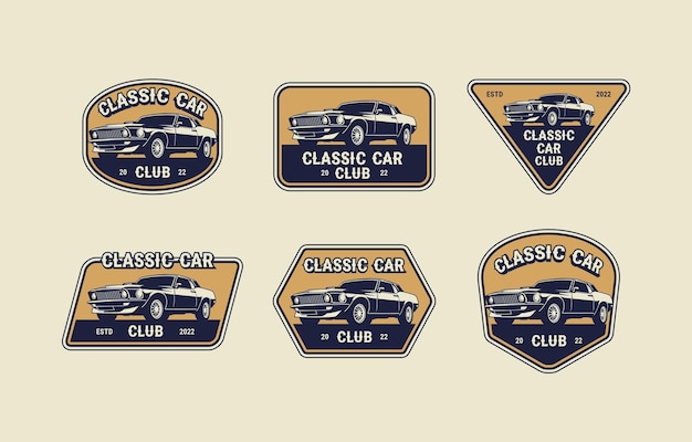 Vektor classic car club-emblem-sammlung