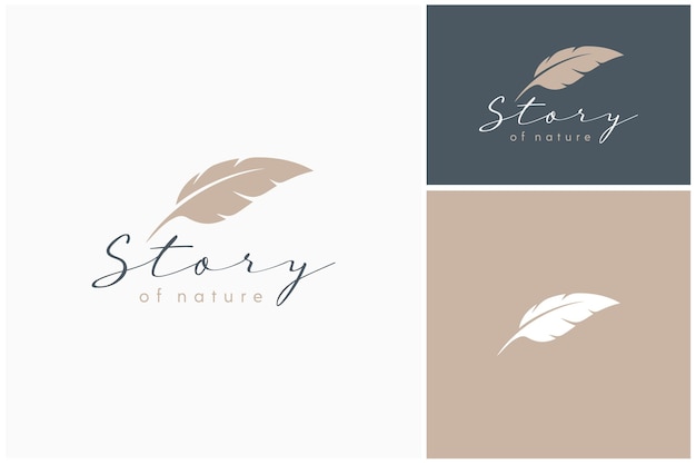 Vektor classic quill feather pen minimalistische signatur oder geschichte handschrift logo design vektor