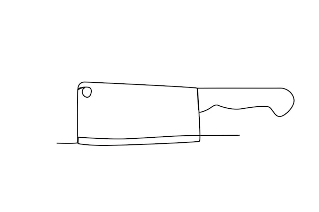 Cleaver kontinuierliche Linienzeichnung, Vektorgrafik von Küchenutensilien
