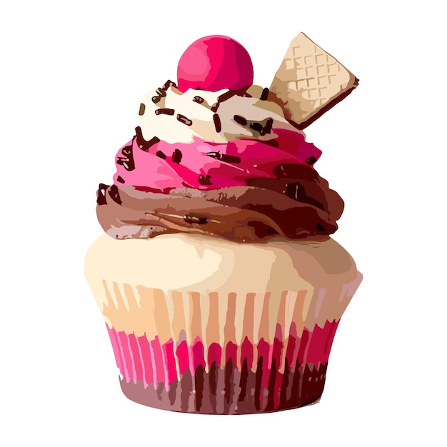 Vektor clip art vector pink cupcake