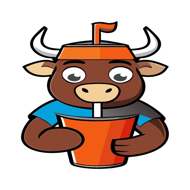 Vektor clipart-kunstwerk stier-maskottchen-smoothie 348