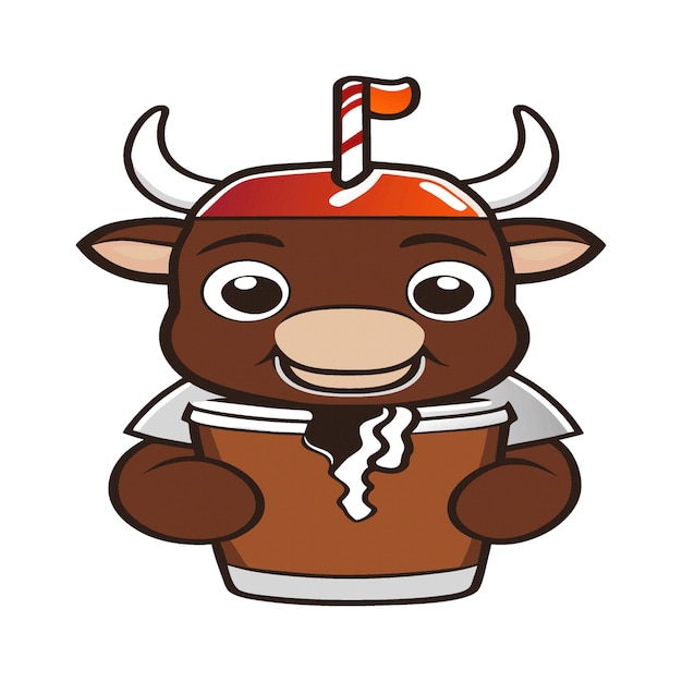 Vektor clipart-kunstwerk stier-maskottchen-smoothie 414