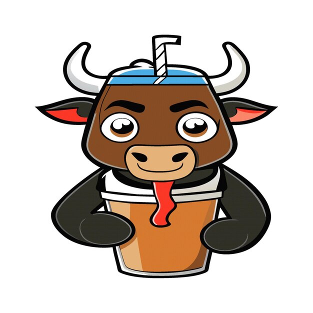 Vektor clipart-kunstwerk stier-maskottchen-smoothie 441