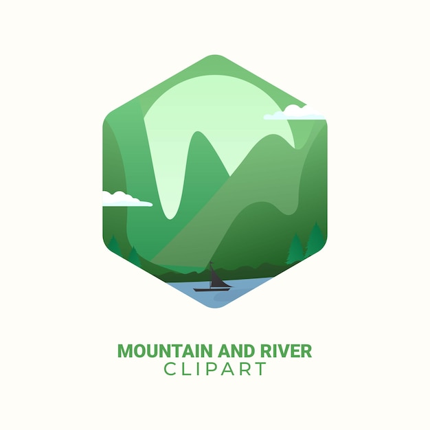 Vektor cliparts für berg- und flusslandschaften