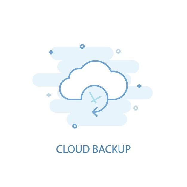 Cloud-backup-linienkonzept einfaches liniensymbol farbige abbildung cloud-backup-symbol flaches design kann für uiux verwendet werden