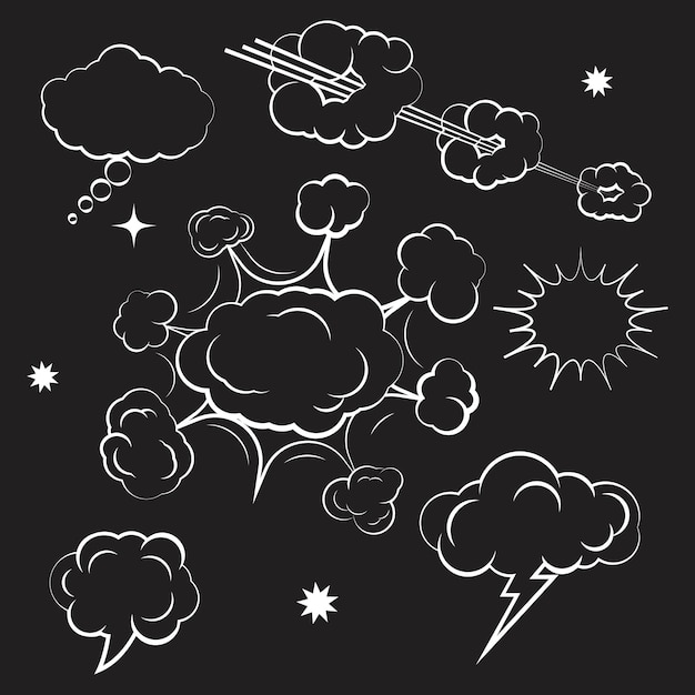 Cloud-comic-buch-design-element-vektor-illustration